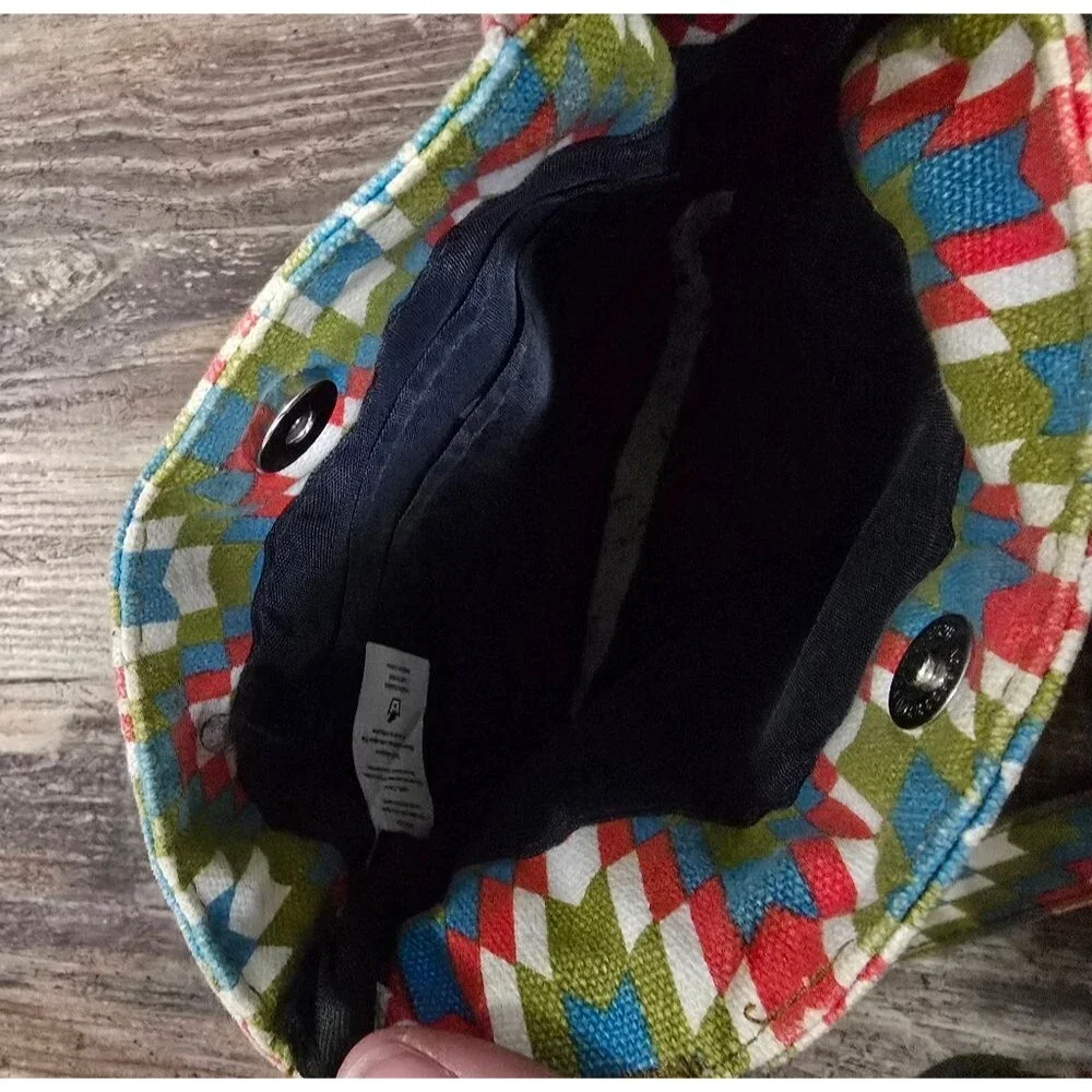 KAVU Keeper Small Crossbody Purse Canvas Geometric Print Bag w/Adjustable Strap